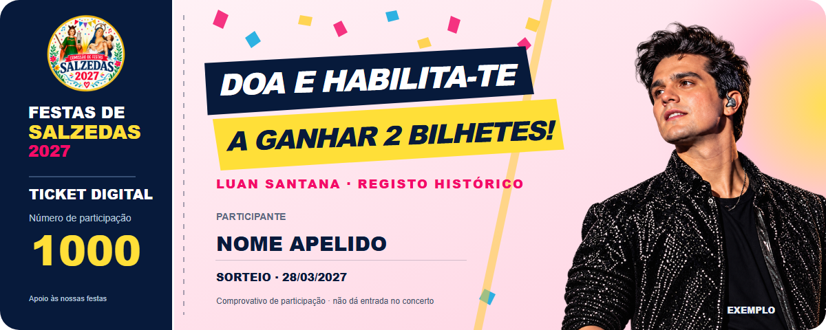 Exemplo do ticket digital de participação